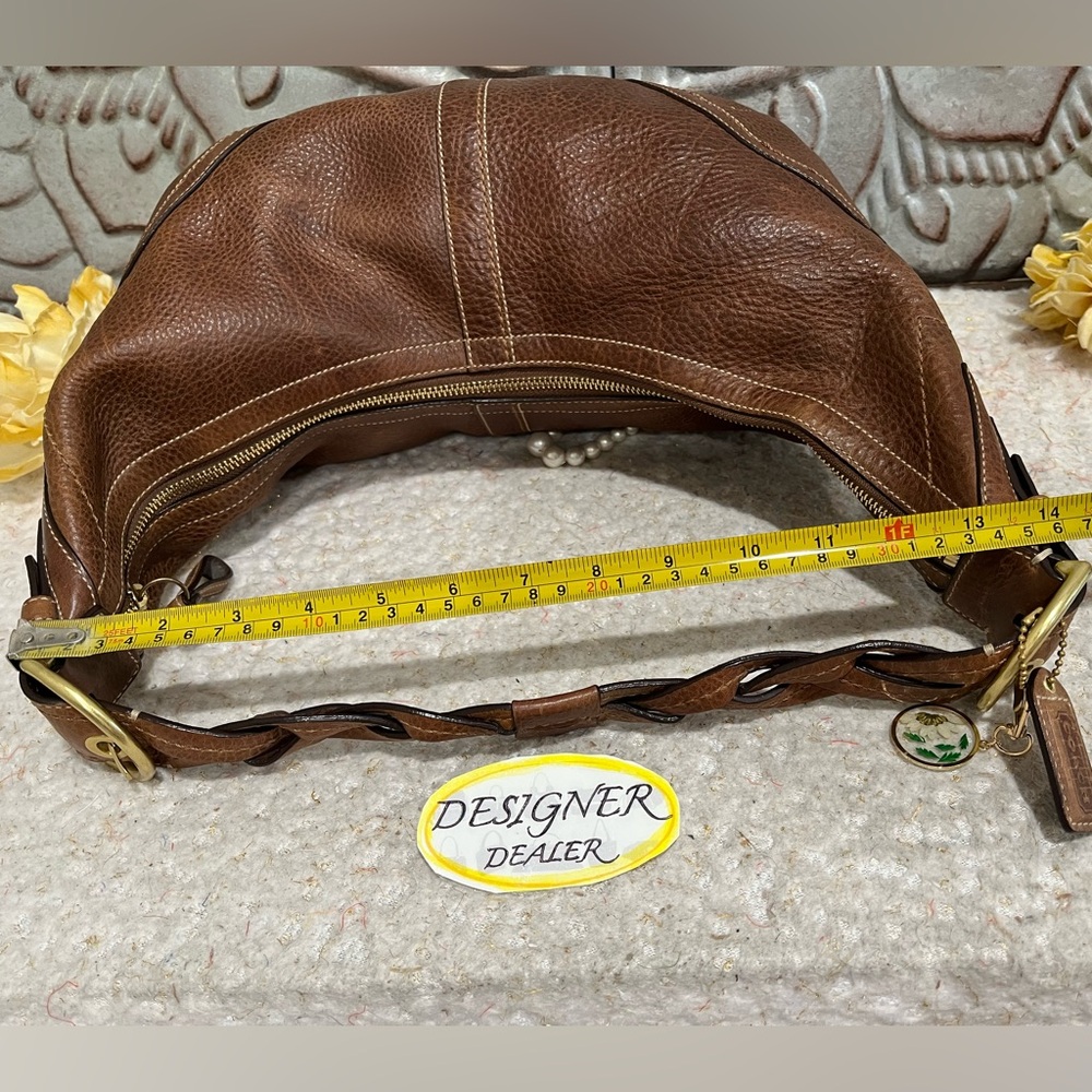 COACH SoHo Tobacco Brown Leather Braided Hobo Shoulder Bag 10044 RARE!! - Picture 8 of 13